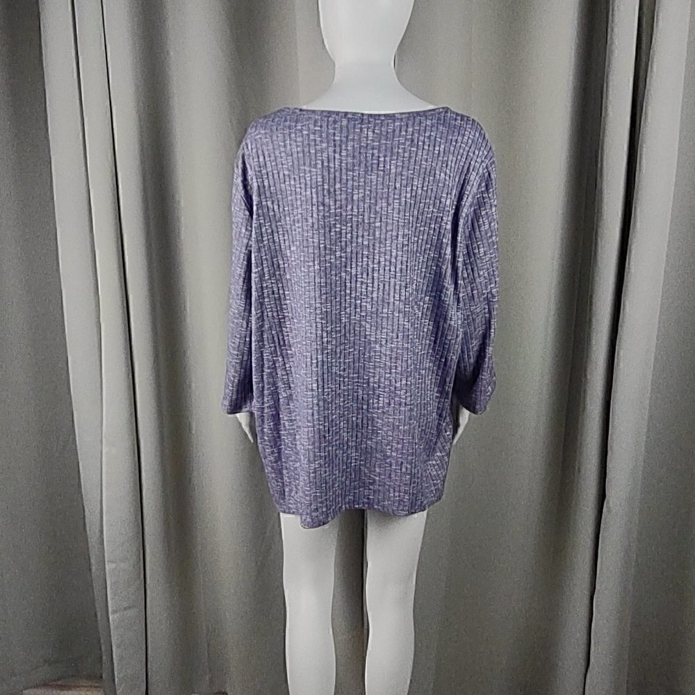 Alfred Dunner Women's Seagreen Plum Heather Knit Rib Keyhole Neck Top Size 2X - Picture 5 of 11